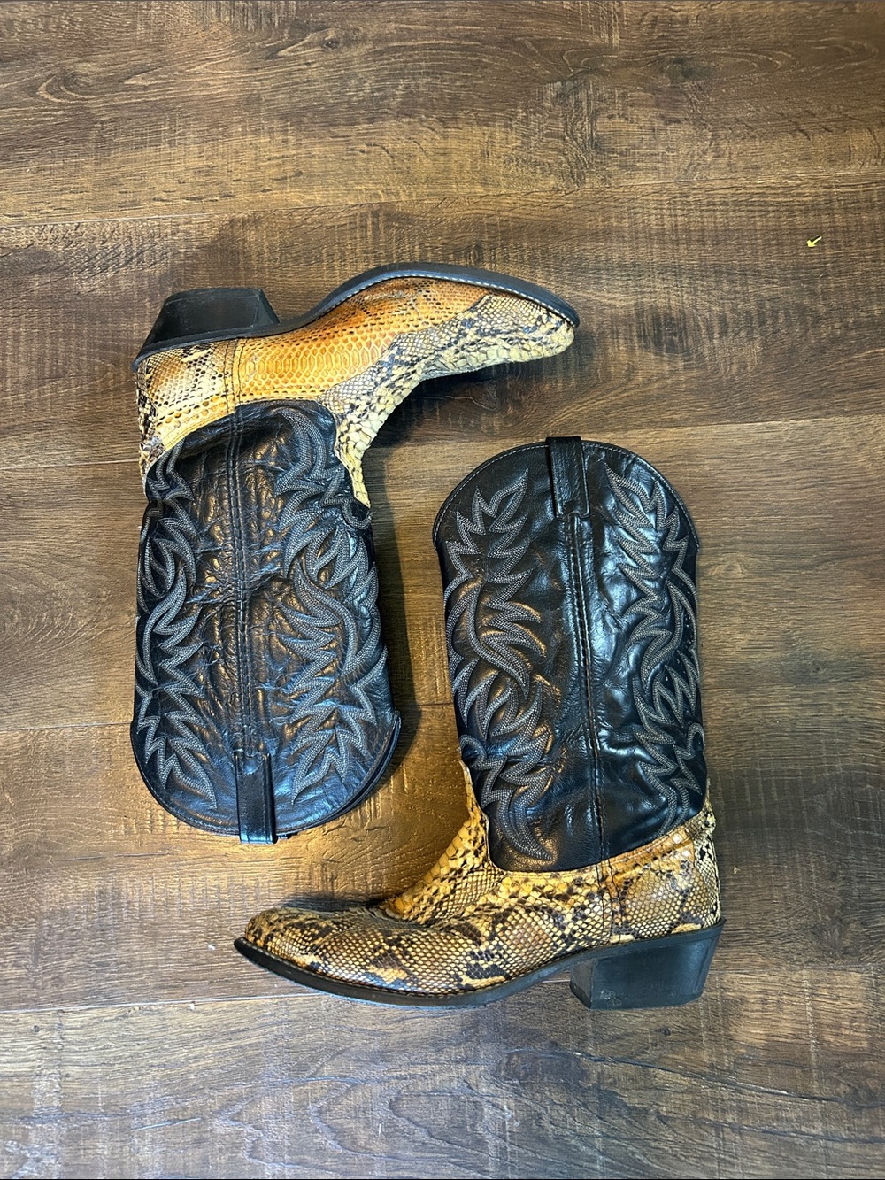 Acme Two-Tone Snakeskin Western Boots